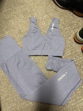 Gymshark Lavender Ribbed Seamless Sports Bra & Leggings